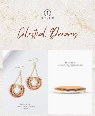 Celestia Swing Earrings Sienna + Everyday Gold Narrow Bangle Muscat Set