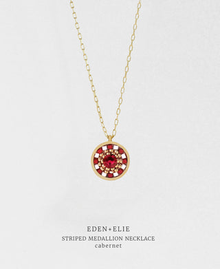 EDEN + ELIE Striped Medallion necklace - Cabernet