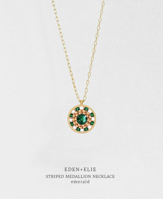 EDEN + ELIE Striped Medallion necklace - Emerald