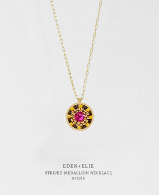 EDEN + ELIE Striped Medallion necklace - Oriole