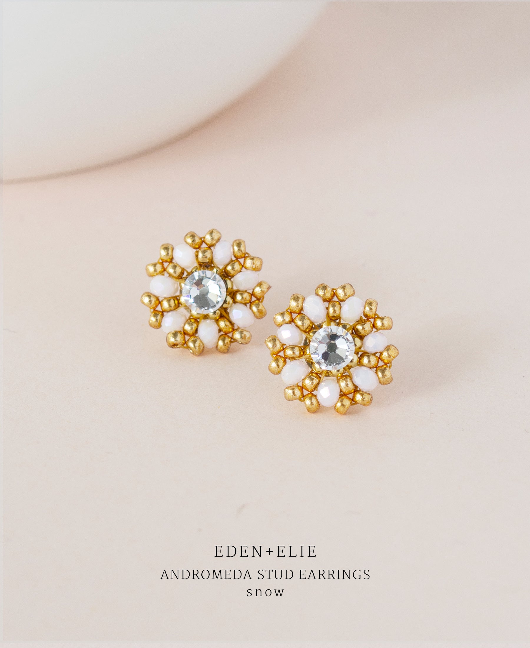 EDEN + ELIE gold plated jewelry Andromeda stud earrings - snow