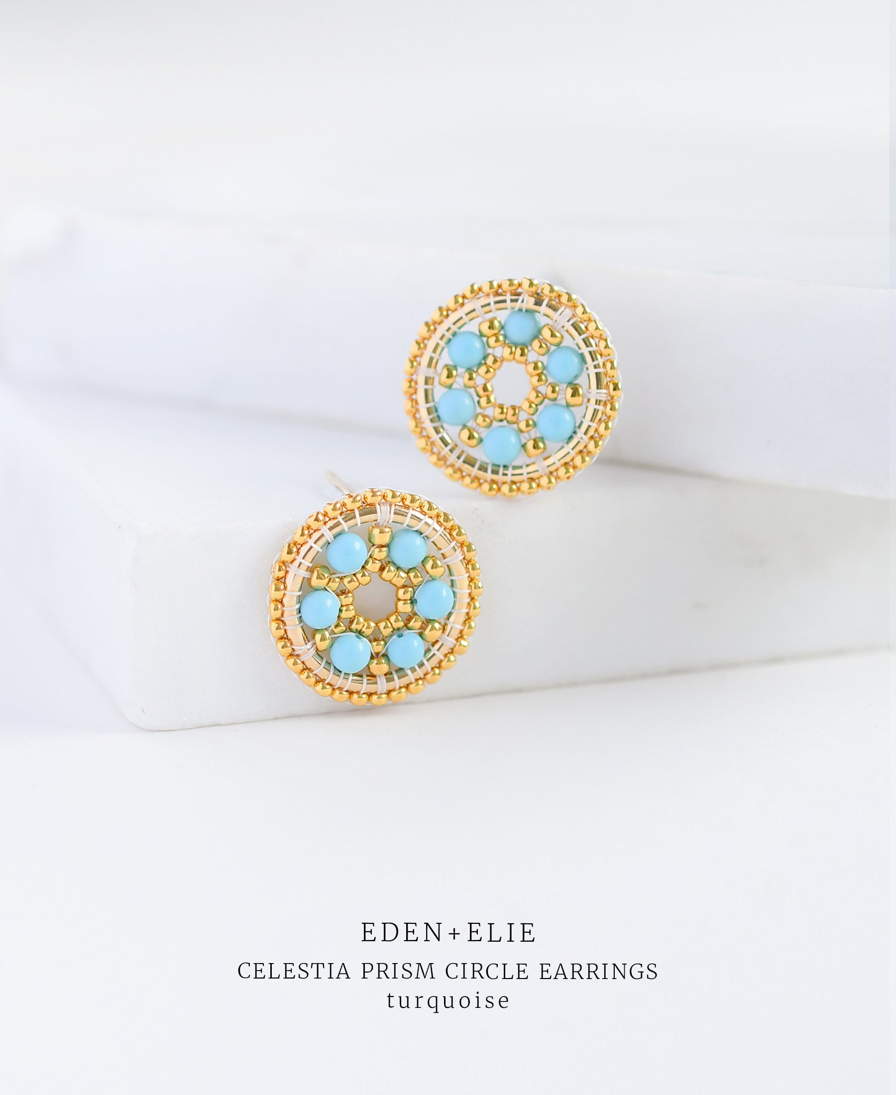 EDEN + ELIE Celestia Prism Circle Earrings - Turquoise