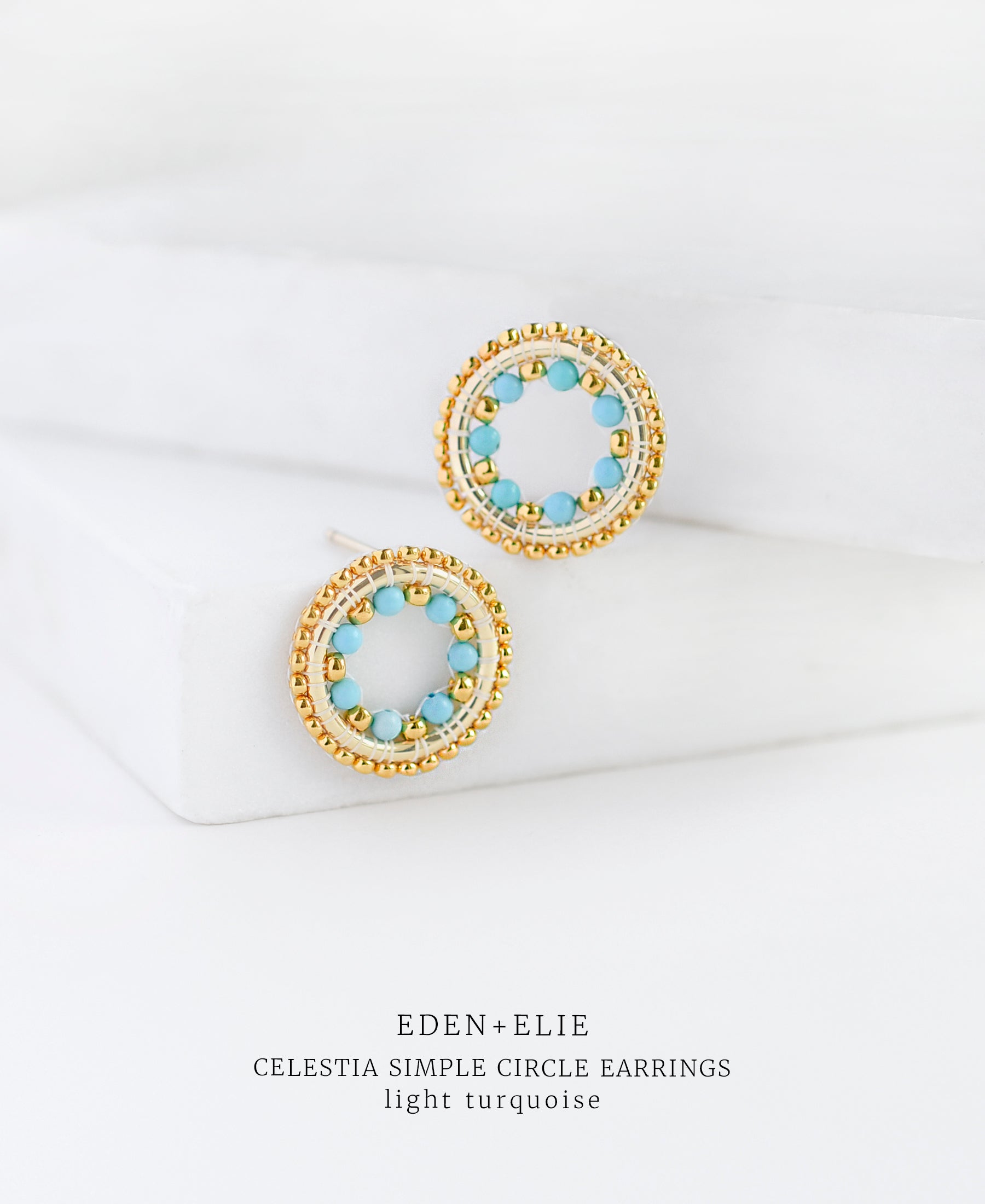 EDEN + ELIE Celestia Simple Circle Earrings - Light Turquoise
