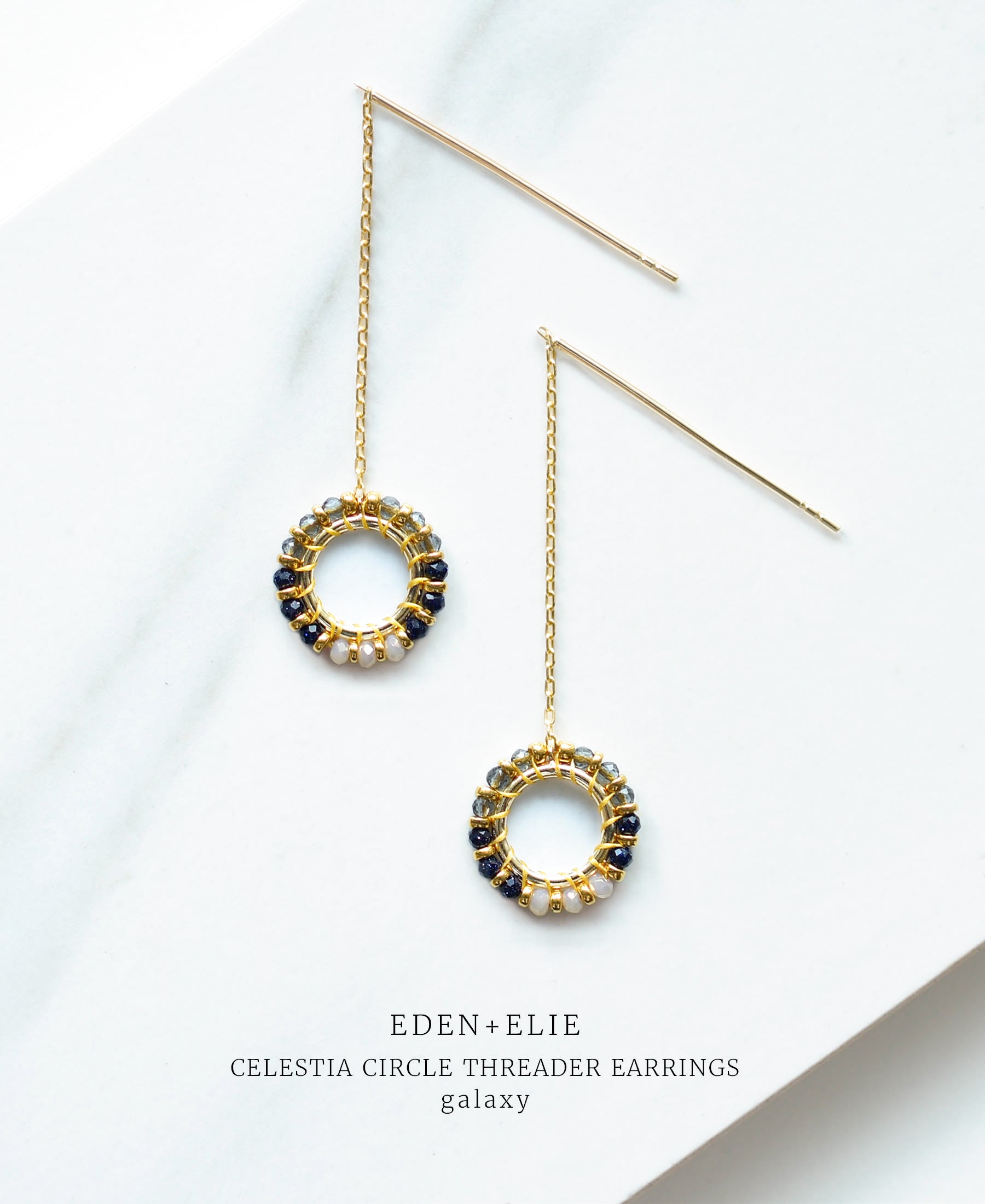 EDEN + ELIE Celestia Circle Threader Earrings - Galaxy