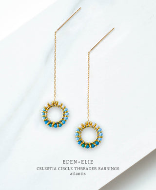 EDEN + ELIE Celestia Circle Threader Earrings - Atlantis