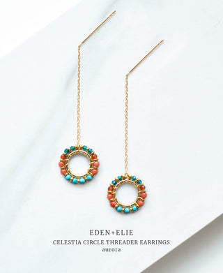 EDEN + ELIE Celestia Circle Threader Earrings - Aurora