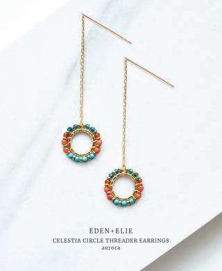 EDEN + ELIE Celestia Circle Threader Earrings - Aurora