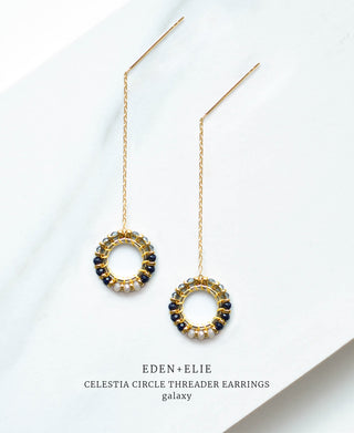 EDEN + ELIE Celestia Circle Threader Earrings - Galaxy