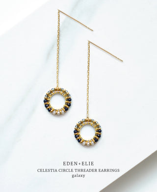 EDEN + ELIE Celestia Circle Threader Earrings - Galaxy