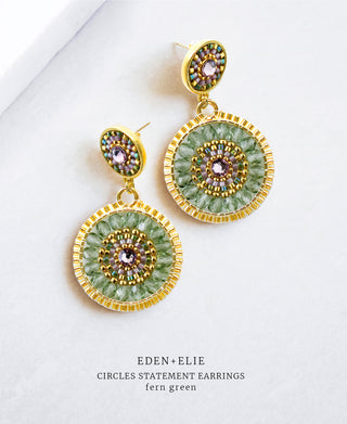 Double Circle Statement Earrings - Fern Green