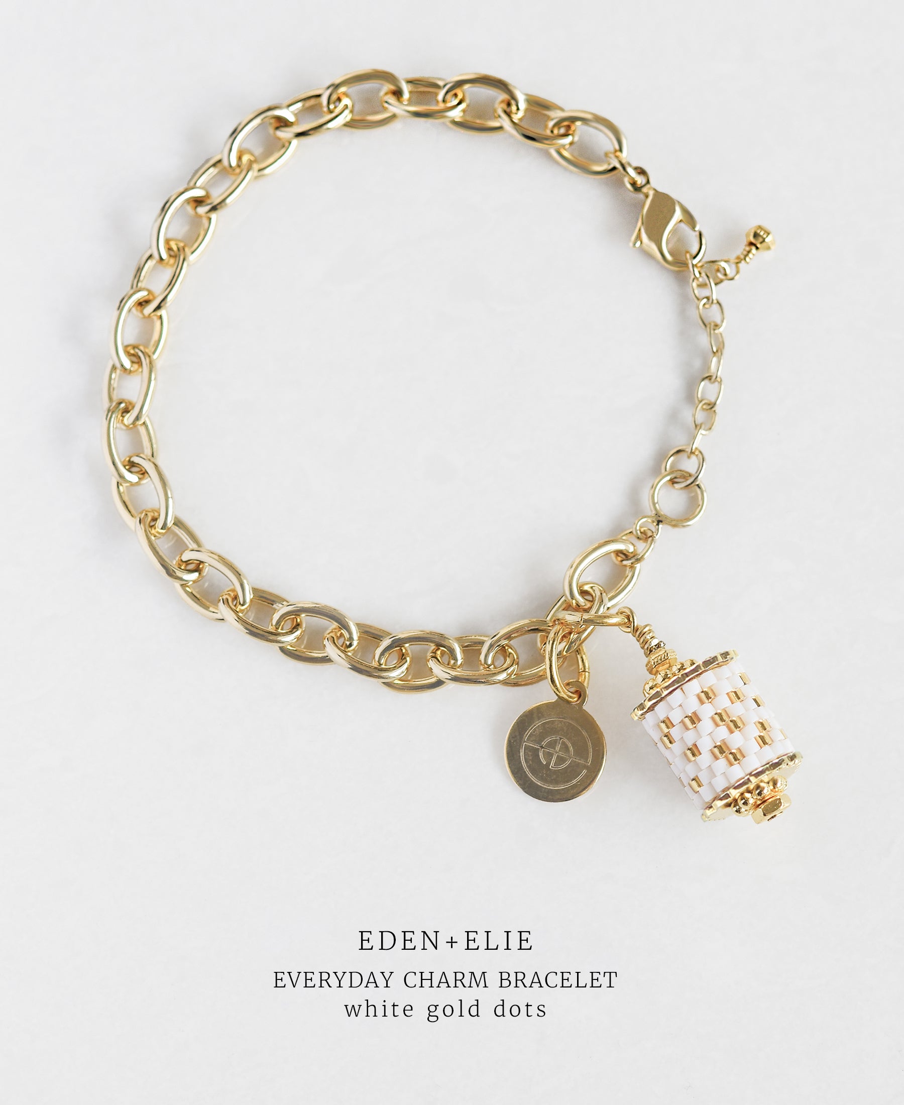 EDEN + ELIE Everyday gold charm bracelet - white gold dots