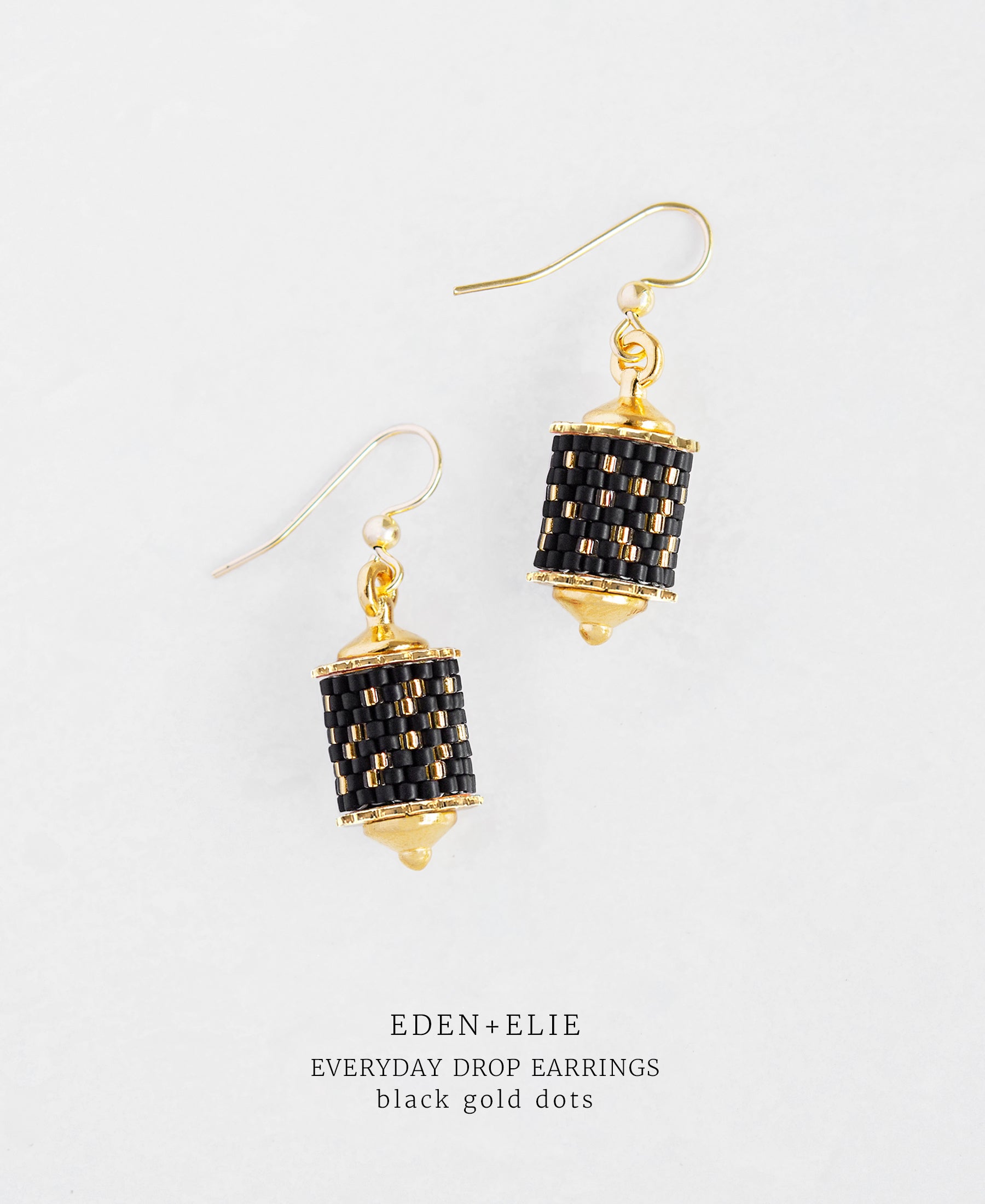 EDEN + ELIE Everyday drop earrings - black gold dots