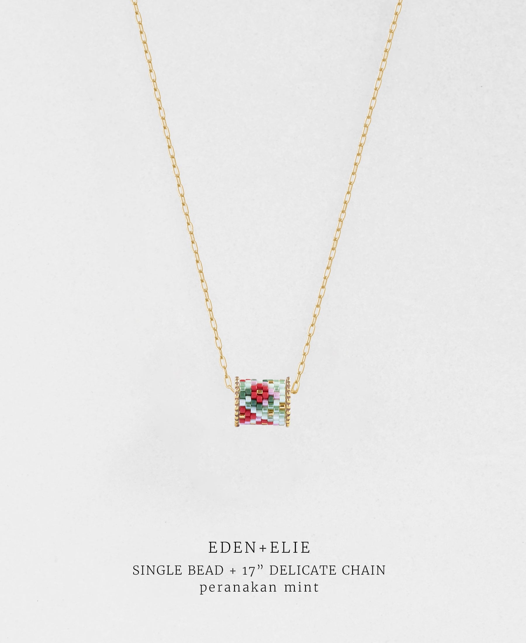 EDEN + ELIE Peranakan Mint - single bead with chain