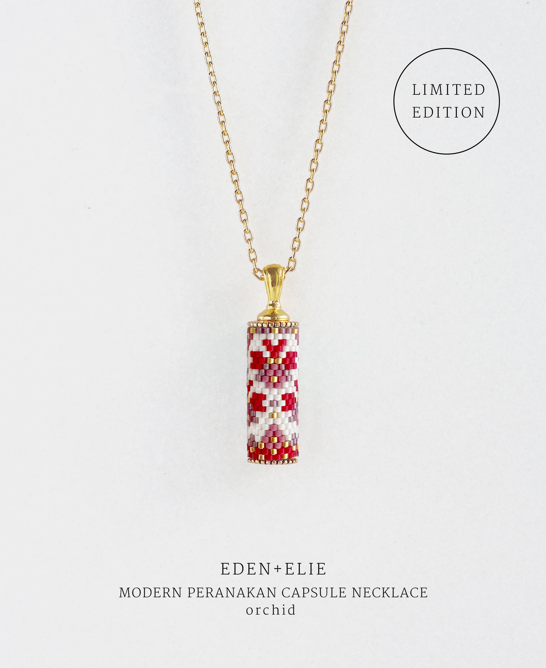 LIMITED EDITION EE X SG ENABLE Modern Peranakan capsule pendant necklace - orchid