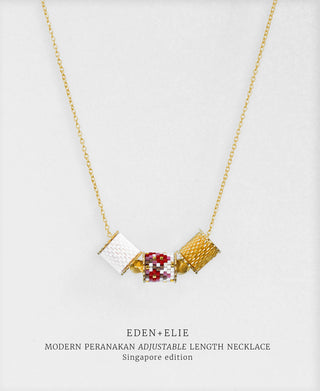 EDEN + ELIE Modern Peranakan adjustable length necklace - Singapore edition