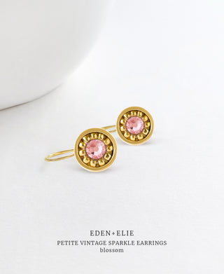 EDEN + ELIE Petite Vintage Sparkle Drop Earrings - Blossom Pink