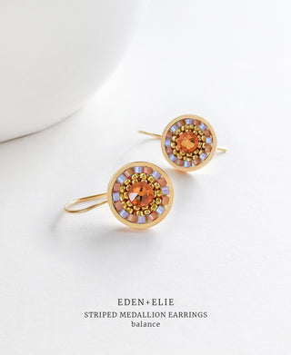 EDEN + ELIE Striped Medallion drop earrings - Balance