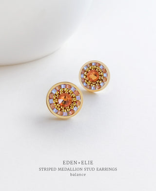 EDEN + ELIE Striped Medallion stud earrings - Balance