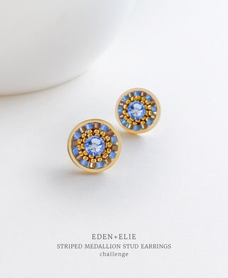 EDEN + ELIE Striped Medallion stud earrings - Challenge