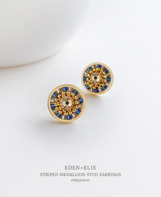 EDEN + ELIE Striped Medallion stud earrings - Empower