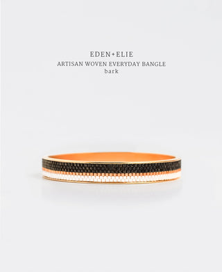 EDEN + ELIE Everyday Gold Narrow Bangle - bark brown