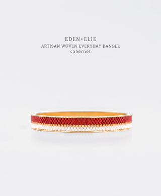 EDEN + ELIE Everyday Gold Narrow Bangle - cabernet red