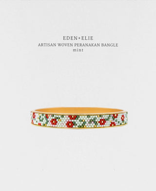 EDEN + ELIE Modern Peranakan gold narrow bangle - mint