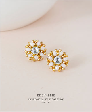 EDEN + ELIE gold plated jewelry Andromeda stud earrings - snow