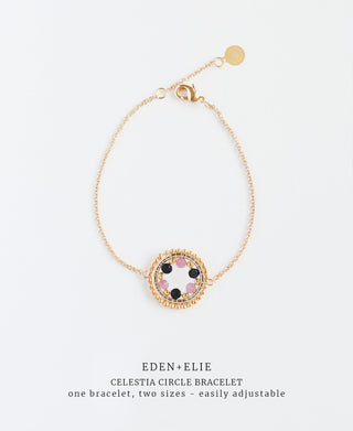 EDEN + ELIE Celestia Circle Bracelet - Pink Tourmaline + Black Spinel