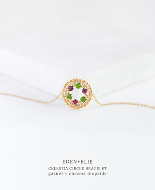 EDEN + ELIE Celestia Circle Bracelet - Garnet + Chrome Diopside