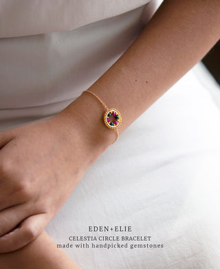 EDEN + ELIE Celestia Circle Bracelet - Pink Tourmaline + Malachite