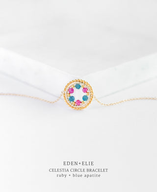 EDEN + ELIE Celestia Circle Bracelet - Ruby + Blue Apatite