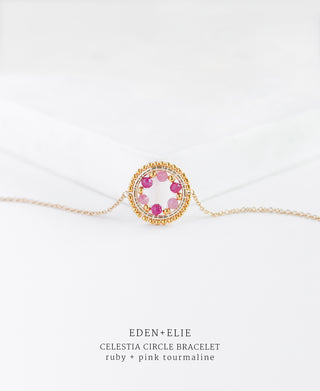 EDEN + ELIE Celestia Circle Bracelet - Ruby + Pink Tourmaline