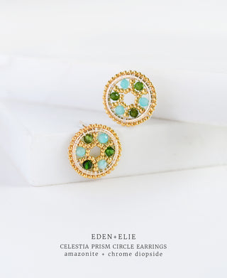 EDEN + ELIE Celestia Prism Circle Earrings - Amazonite + Chrome Diopside