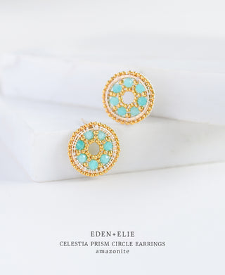 EDEN + ELIE Celestia Prism Circle Earrings - Amazonite