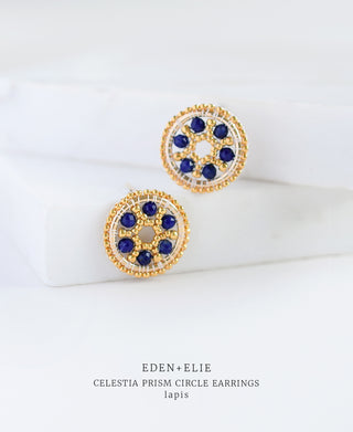 EDEN + ELIE Celestia Prism Circle Earrings - Lapis