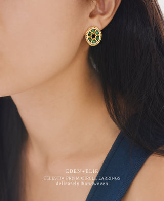 EDEN + ELIE Celestia Prism Circle Earrings - Amazonite + Bamboo Coral