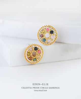 EDEN + ELIE Celestia Prism Circle Earrings - Tourmaline