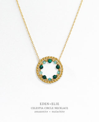 EDEN + ELIE Celestia Circle Necklace - Amazonite + Malachite