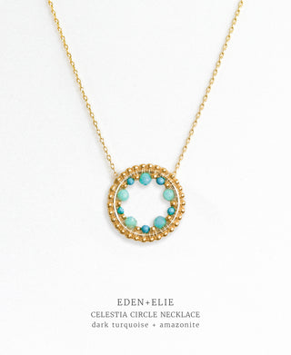 EDEN + ELIE Celestia Circle Necklace - Dark Turquoise + Amazonite