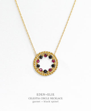 EDEN + ELIE Celestia Circle Necklace - Garnet + Black Spinel