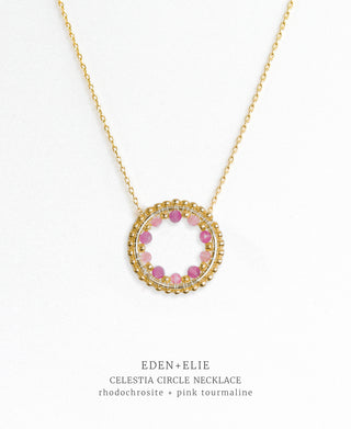 EDEN + ELIE Celestia Circle Necklace - Rhodochrosite + Pink Tourmaline