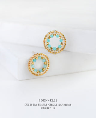 EDEN + ELIE Celestia Simple Circle Earrings - Amazonite