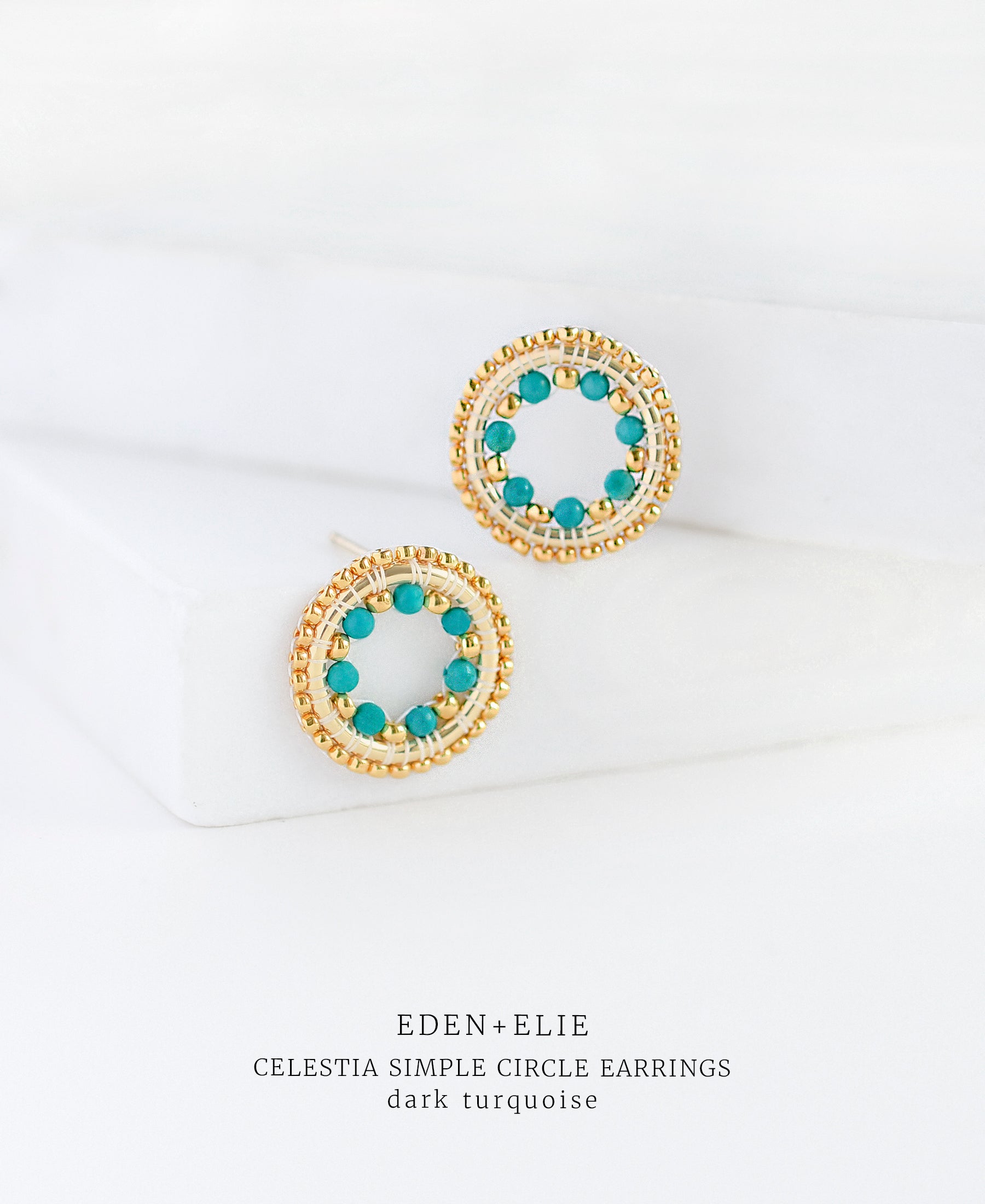 EDEN + ELIE Celestia Simple Circle Earrings - Dark Turquoise