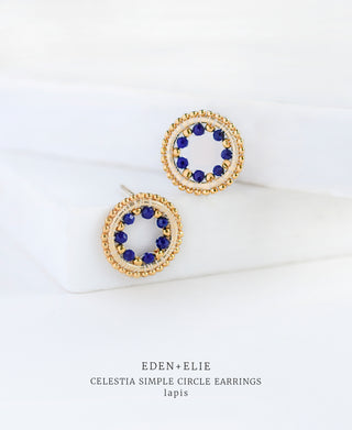 EDEN + ELIE Celestia Simple Circle Earrings - Lapis