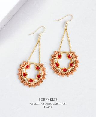 EDEN + ELIE Celestia Swing Earrings - flame red