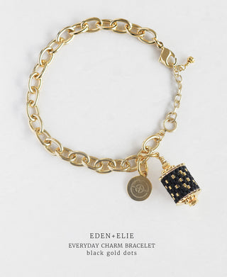 EDEN + ELIE Everyday Gold Charm Bracelet - black gold dots