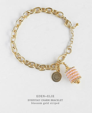 EDEN + ELIE Everyday Gold Charm Bracelet - blossom gold striped