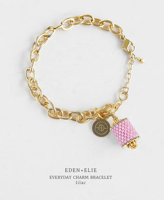 EDEN + ELIE Everyday Gold Charm Bracelet - lilac purple