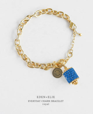 EDEN + ELIE Everyday Gold Charm Bracelet  - royal blue